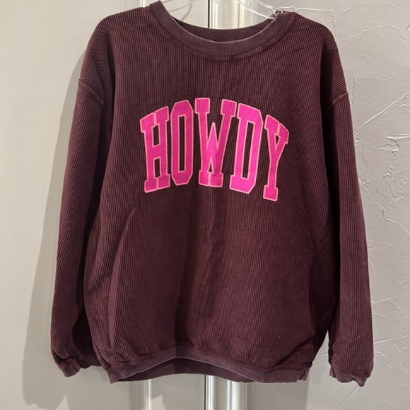 “HOWDY” Graphic Print Ribbed Casual Sweatshirt Size M - Picture 2 of 4